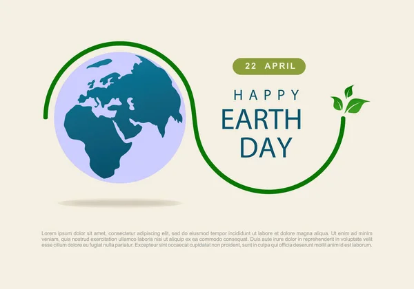 Happy Earth Day Banner Poster Blue Globe Leaf Celebration April — Stock Vector