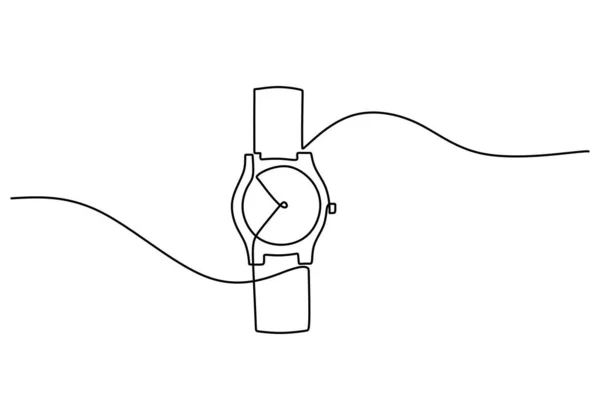 Μια Συνεχής Ενιαία Γραμμή Της Vintage Ρολόι Απομονώνονται Λευκό Φόντο — Διανυσματικό Αρχείο