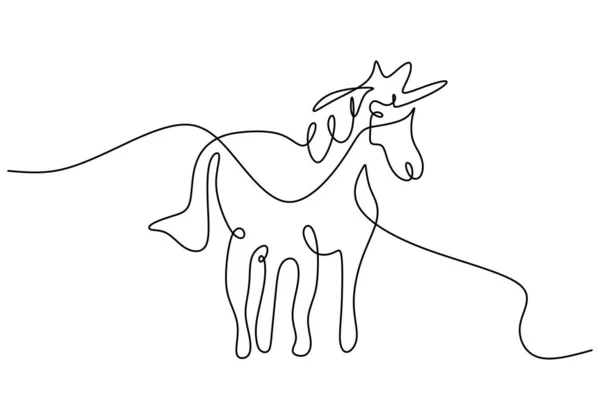 Jedna Souvislá Jedna Řada Roztomilé Pegasus Izolované Bílém Pozadí — Stockový vektor