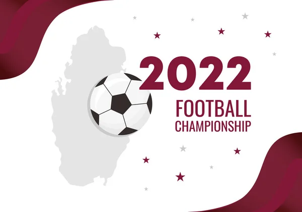 Voetbal Toernooi 2022 Met Qatar Vlag Achtergrond Ontwerp Sjabloon Met — Stockvector