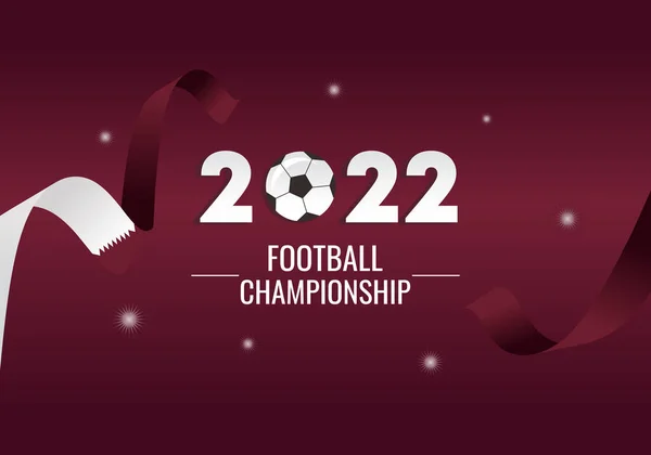 월드컵 2022 카타르 국기와 토너먼트 월드컵 디자인 부르군 빛깔의 — 스톡 벡터