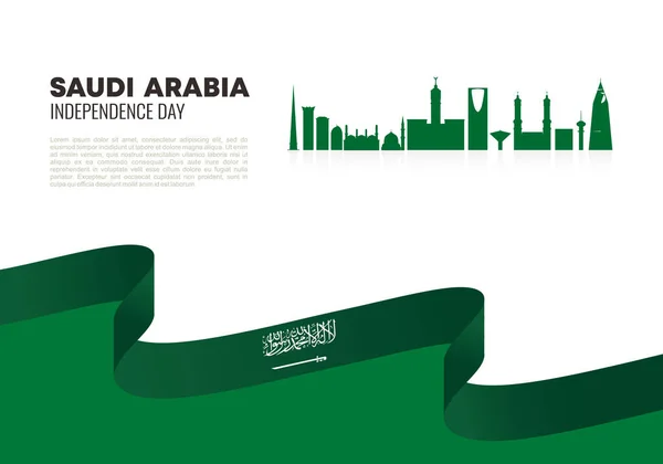 Fondo Del Día Independencia Arabia Saudita Con Bandera Árabe Color — Archivo Imágenes Vectoriales