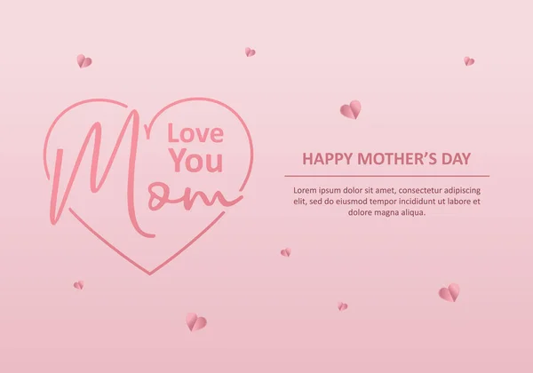 Happy Mother Day Background Love You Mom Word Love Symbol — Stock Vector