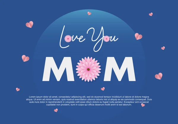 母亲节快乐的背景 有爱你的妈妈字和蓝色 — 图库矢量图片