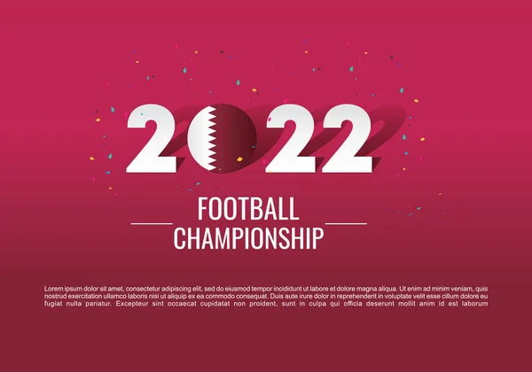 Labdarúgó Világbajnokság 2022 Katar Zászlóval Háttér Design Template Burgundi Színű — Stock Vector