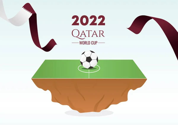 Чемпионат Мира Футболу 2022 Флагом Катара Шаблон Дизайна Зелено Синим — стоковый вектор