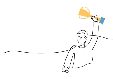 Tek bir sıra insan, beyaz arka planda izole edilmiş dünya kupası için ödül getirir..