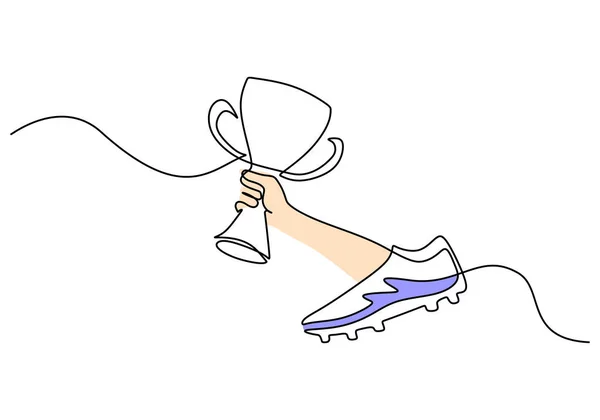 Одна Сплошная Рука Держит Трофей Чемпионата Мира Изолированный Белом Фоне — стоковый вектор