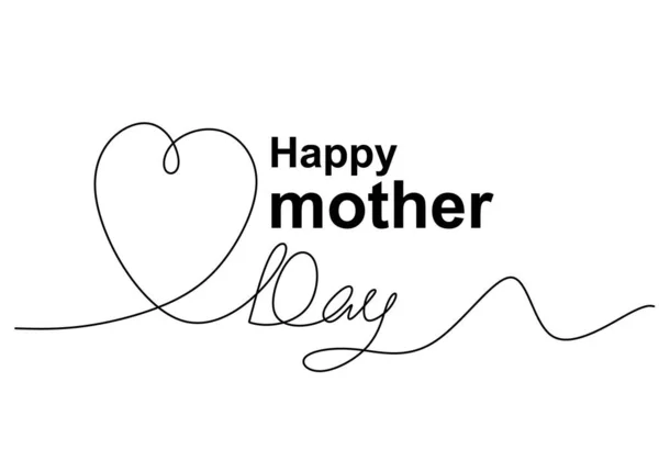 Jedna Ciągła Pojedyncza Linia Symbolu Miłości Dzień Matki Odizolowana Białym — Wektor stockowy