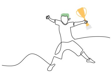 Beyaz arka planda izole edilmiş dünya kupası için sürekli tek bir insan sıçrayışı..