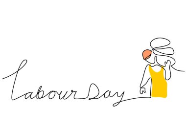 İşçi bayramında beyaz arka planda izole edilmiş tek bir zanaatkar hattı var..