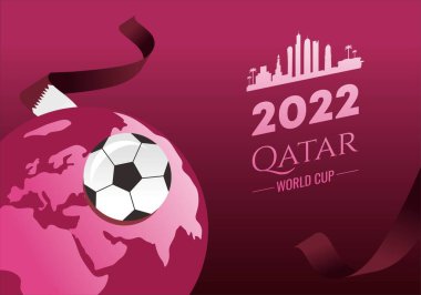 2022 Dünya Kupası Katar arka planı Burgonya rengi ve Katar süsüsüyle.