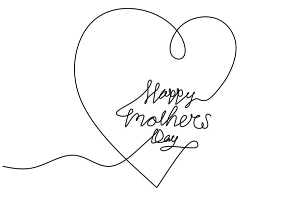 Jedna Ciągła Pojedyncza Linia Symbolu Miłości Dzień Matki Odizolowana Białym — Wektor stockowy