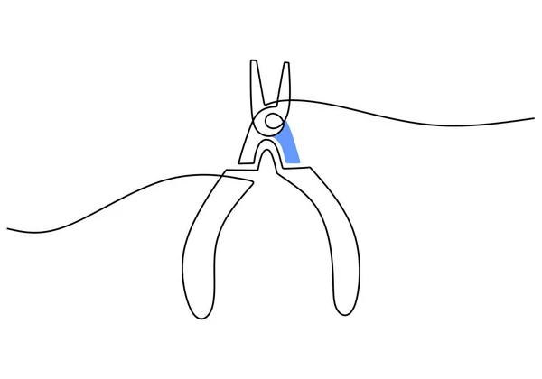 Une Seule Ligne Continue Pinces Pour Journée Travail Isolé Sur — Image vectorielle