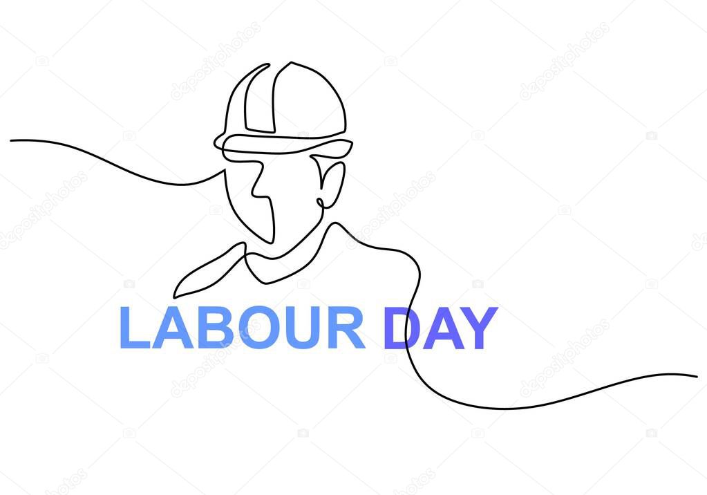 One continuous single line of engineer for labor day isolated on white background.