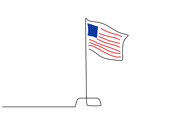Amerika Nın Bağımsızlık Gününün Aralıksız Tek Bir Çizgisi Beyaz Arka — Stok Vektör