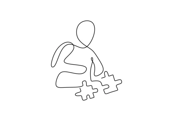 Egy Folyamatos Vonal Kézi Rajz Playgroup Játékok Gyerek Játék Puzzle — Stock Vector