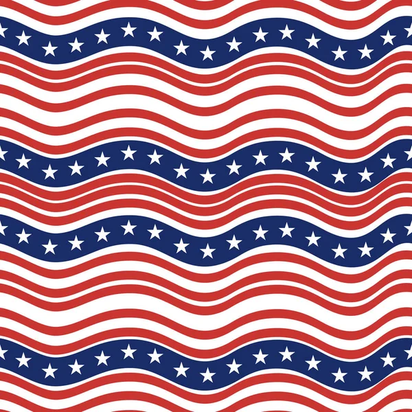 Bezproblémový Vzor Amerického Dne Nezávislosti Pozadí Vlajkou Spojených Států Vlnitém — Stockový vektor
