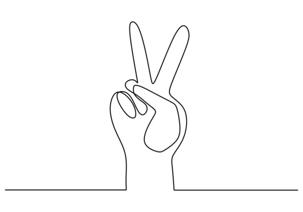 One Continuous Single Line Hand Drawn Hand Peace Pose Friendship — Stock Vector