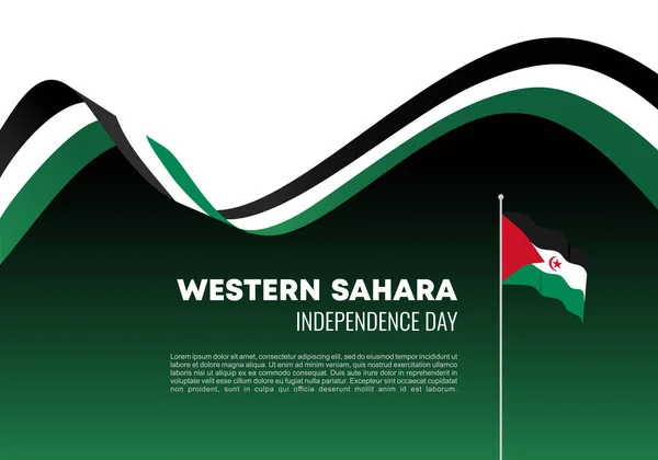 Día Independencia Del Sáhara Occidental Cartel Bandera Fondo Para Celebración — Archivo Imágenes Vectoriales