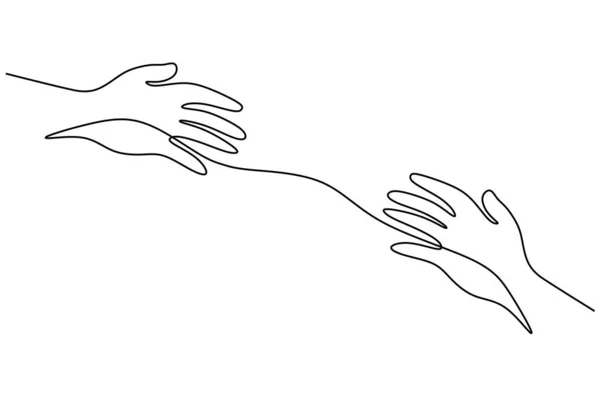 Одна Безперервна Одинарна Лінія Руки Намальована Рукою Іншої Дня Дружби — стоковий вектор