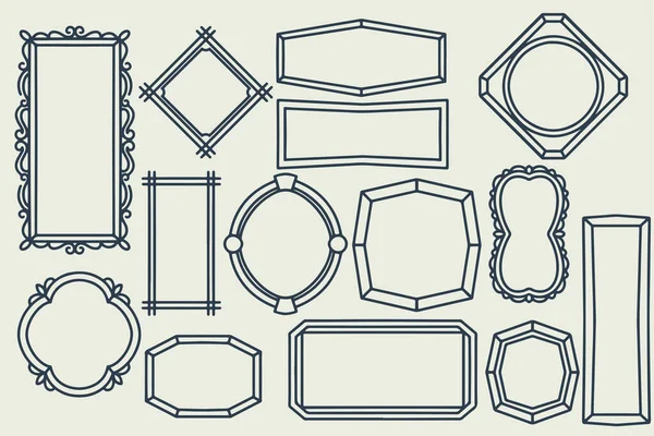 Vierzehn Handgezeichnete Rahmen Dekoration Set Sammlung Handgezeichneter Doodle Rahmen Isoliert — Stockvektor