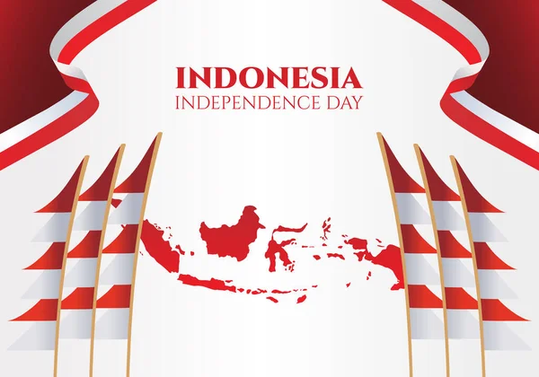 Hari Kemerdekaan Indonesia Poster Banner Untuk Perayaan Nasional Pada Agustus - Stok Vektor