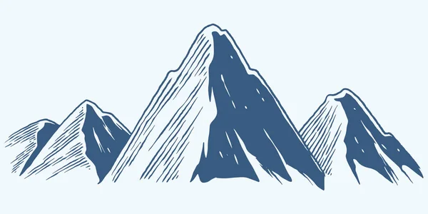 Quatro Linha Desenho Mão Para Cima Montanha Monte Planalto Esboço — Vetor de Stock