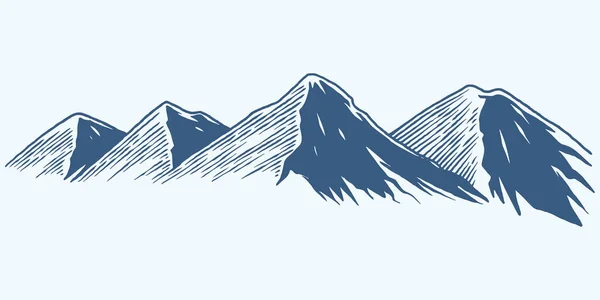 Cuatro Mano Dibujo Línea Montaña Colina Meseta Boceto Ilustración Aislado — Vector de stock