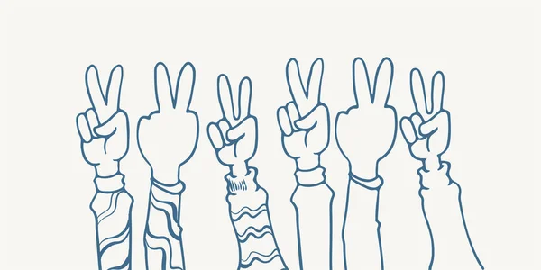 Ζωγραφισμένα Στο Χέρι Έξι Χέρια Παλαμάκια Χειροκρότημα Εικονογράφηση Σκίτσο Απομονώνονται — Διανυσματικό Αρχείο