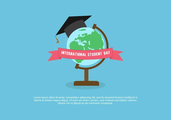 Estudiante Internacional Día Fondo Con Sombrero Graduación Globo Aislado Color — Vector de stock