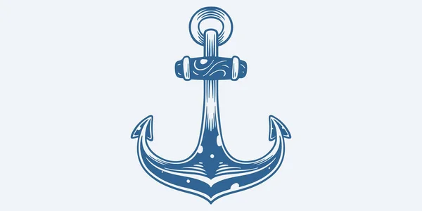 Vintage Hand Drawn Ships Anchor Isolated White Background — 스톡 벡터
