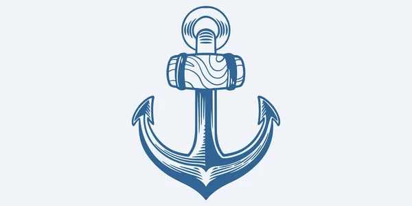 Vintage Hand Drawn Ships Anchor Isolated White Background — 스톡 벡터