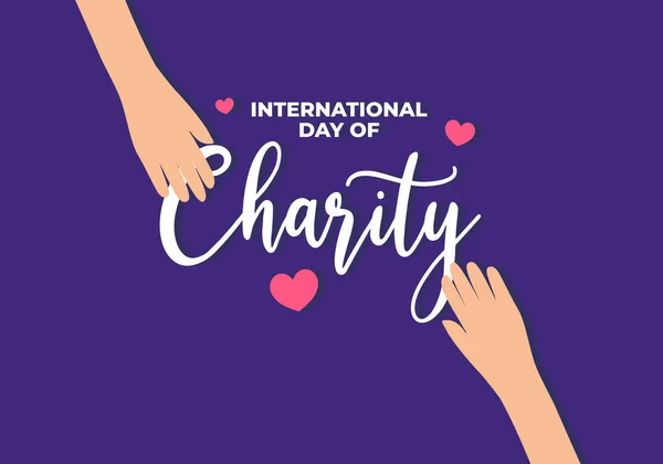 International Day Charity Banner Poster September Two Hands Love Symbol — стоковый вектор