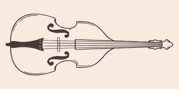 Vintage Hand Drawn Cello Vintage Engraved Style Isolated White Background — 스톡 벡터