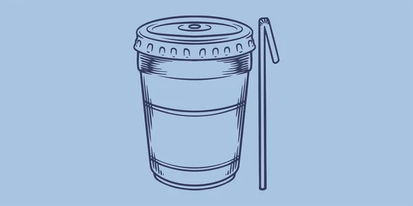 Hand Drawing Fast Food Set Big Soft Drink Junk Food — Stok Vektör