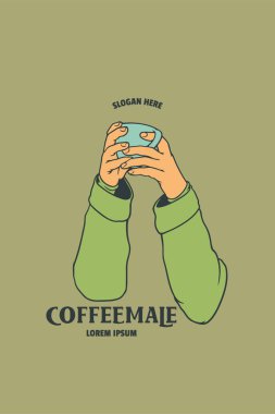 hand hold cup of coffee vector illustration