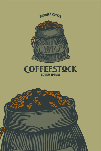 Bag Coffee Bean Vector Illustration — Stockvektor