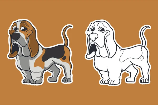 Basset Hound Dog Vector Illustration Cartoon Style — Stockvector