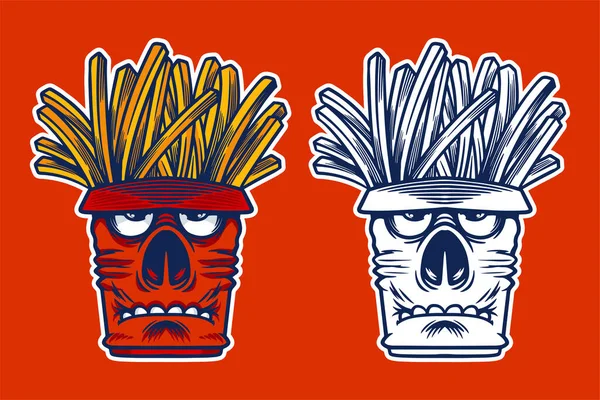 Tribe French Fries Vector Illustration Cartoon Style — Vector de stock