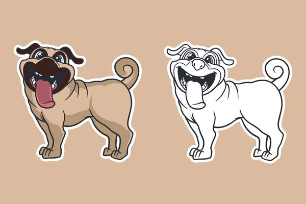 Pug Σκυλί Διάνυσμα Εικονογράφηση Στυλ Κινουμένων Σχεδίων — Διανυσματικό Αρχείο