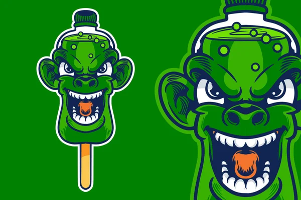 Green Orc Energy Drink Mascot Vector Illustration Cartoon Style — Vettoriale Stock