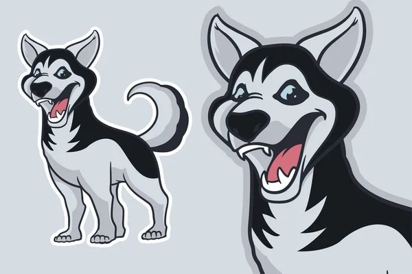 Husky Σκυλί Διάνυσμα Εικονογράφηση Στυλ Κινουμένων Σχεδίων — Διανυσματικό Αρχείο
