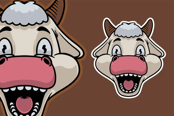 Αγελάδα Κεφάλι Μασκότ Διάνυσμα Εικονογράφηση Στυλ Κινουμένων Σχεδίων — Διανυσματικό Αρχείο