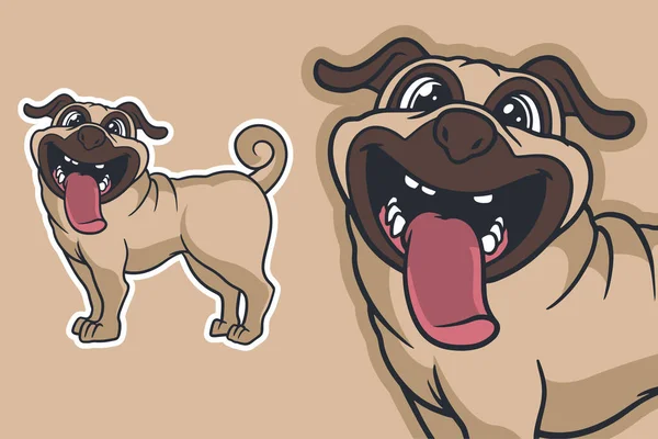 Pug Dog Vector Illustration Cartoon Style — Stock Vector