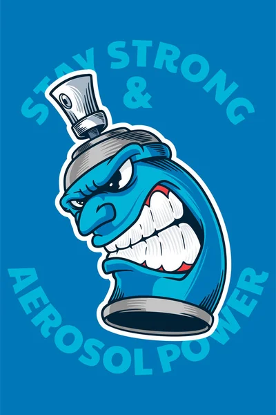 Spray Can Graffiti Mascot Card Poster Vector Illustration — Vettoriale Stock