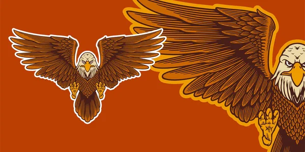 Eagle Mascot Vector Illustration Cartoon Style — 图库矢量图片