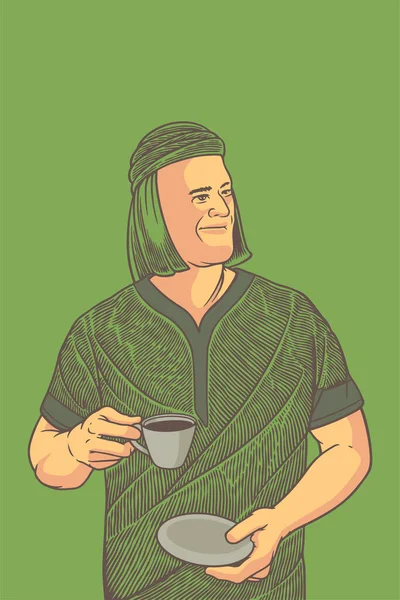 Man Drinking Coffee Vector Illustration —  Vetores de Stock