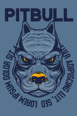blue bulldog head mascot poster vector illustration cartoon style