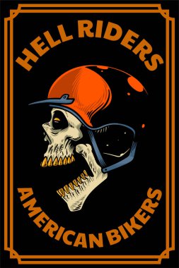 skull head with helm on card illustration